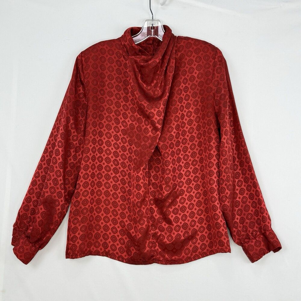 Vintage La Chine Classic by Galinda Wang Women’s Red Blouse Size 6 - Picture 2 of 16